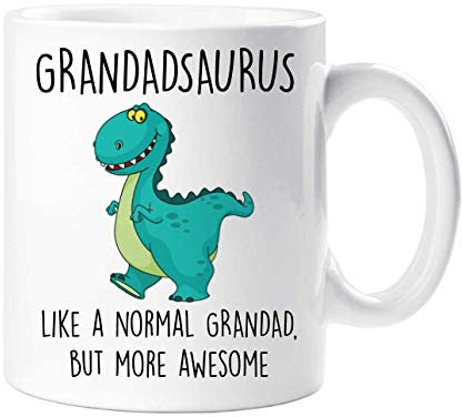 60 Second Makeover Limited Grandadsaurus Mug Funny Dinosaur Grandad Mug - Perfect Christmas or Birthday Present for Grandad - Unique Fathers Day Gift for Grandparents