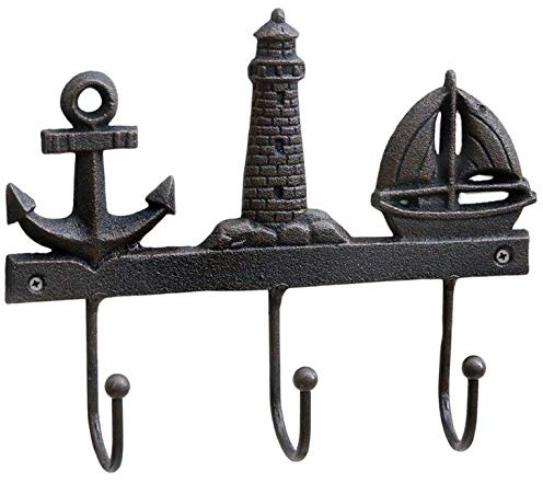 Hakenleiste Maritim aus Gußeisen mit 3 Haken L 20,5 cm