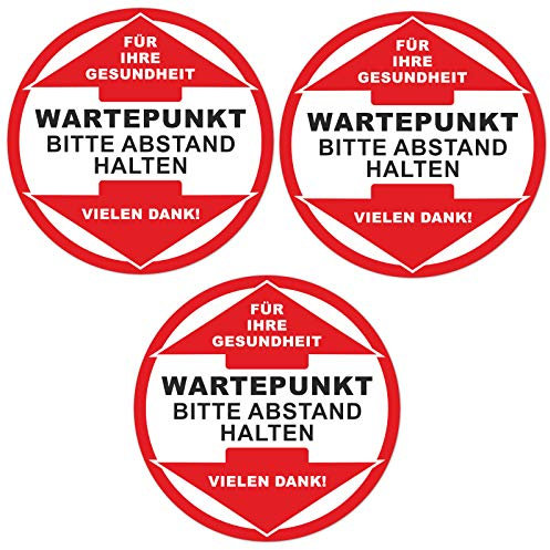 3X Wartepunkt Bitte Abstand halten Aufkleber Kasse Gesundheit ca. 33 cm Durchmesser