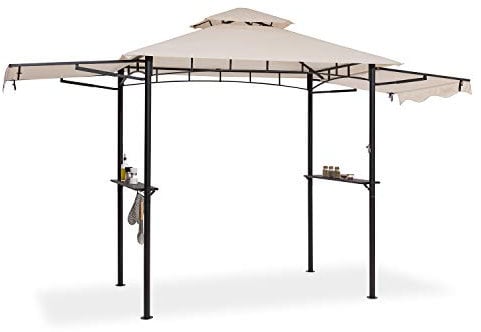 blumfeldt Mondo - Pavillon Jardin extérieur, Terrasse, Protection Contre la Pluie, Polyester résistant au feu, Stable, 2 tablettes pour grillades, Art Nouveau, Ouvre-Bouteille, Acier Robuste - Beige