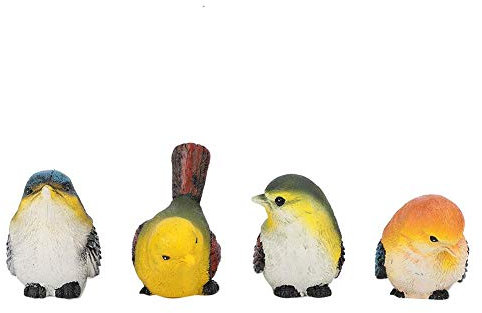 OKBY Vogel aus Kunstharz – Vogel-Dekoration, Kunstharz, 4 Stück, Vögel, Tierfigur, Dekoration, Rasen, Garten, Hof, Ornamente