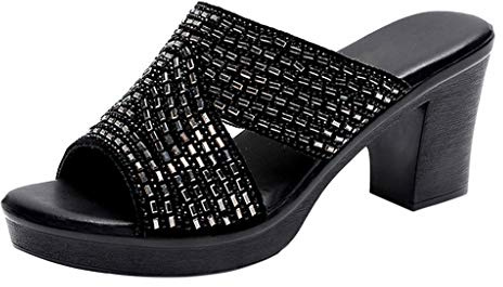 Hausschuhe Frauen Open-Toe Schuhe Wedge Dickbesohlte High Heels Fischmund Sandalen