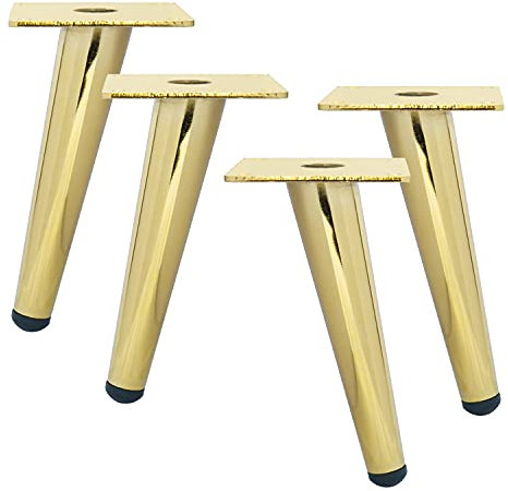 Btowin 25cm Metall Möbelfüße, 4 Stück Mitte des Jahrhunderts Modern Stil Eisen Schräg Konisch Gold DIY Ersatz Tischbeine Schrankfüße für Schrank Sofa Couchtisch Bett TV-Ständer