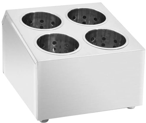 vidaXL Cutlery Holder 4 Grids Kitchen Knife Block Utensil Drying Tray Drainer Basket Flatware Organiser Corrosion Free Square Stainless Steel