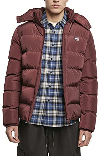 Urban Classics Herren Hooded Puffer Jacket with Quilted Interior Jacke, Cherry, 4XL