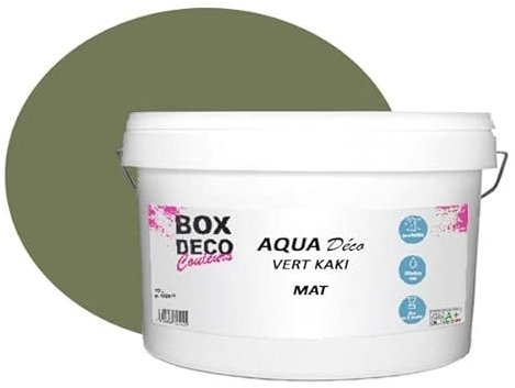 BOX DECO COULEURS Peinture murale acrylique aspect mat Aqua Déco - 10L, Vert Kaki