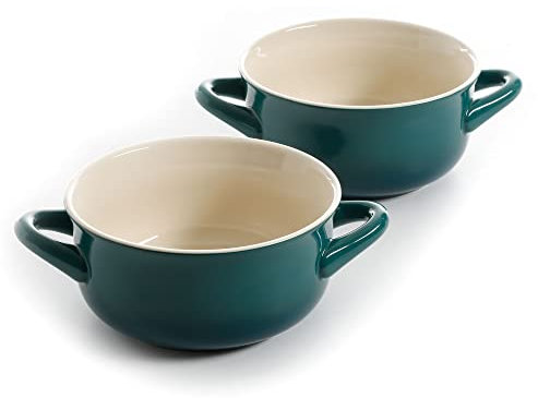 Crock-Pot Suppenschüssel aus Steingut, mit Griff, 850 ml, Blaugrün