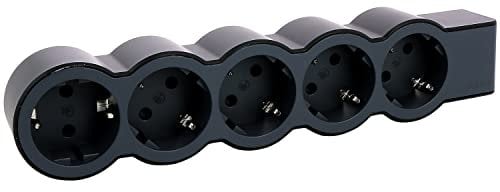 LEGRAND, Flache Steckdosenleiste, 5-fach Steckdose, Mehrfachsteckdose, ohne Kabel, Schwarz/Dunkelgrau, 694578