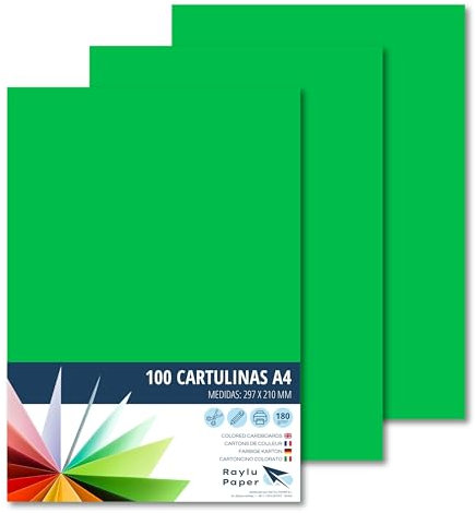 RAYLU PAPER – Tonpapier A4, 100 Stück Kartonpapier 180g/m², 210 x 297 mm, professionelle farbige Kartons für Büro, Kopierpapier, Buntes Papier zum Basteln (Billardgrün)