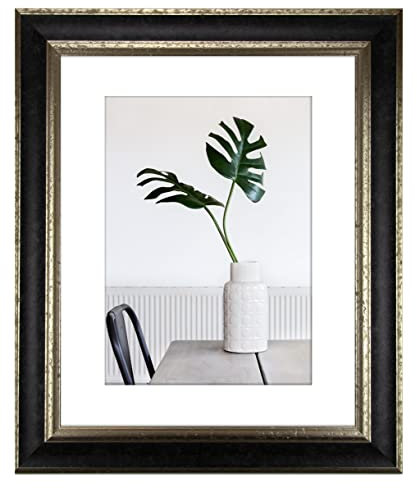 myposterframe Bilderrahmen Echtholz 60 x 80 cm Dysnomia – Edler Barockrahmen für Bilder, Photos & Gemälde – Hoch- & Querformat möglich – Schwarz Silber