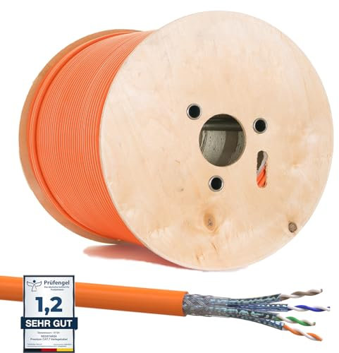 RedStar24 CAT 7 Verlegekabel 500m Netzwerkkabel Datenkabel LAN CAT7 Kabel Kupfer Installationskabel CAT.7 Gigabit S/FTP Kat.7 Halogenfrei PIMF POE 10Gbit Netzwerk Verkabelung Ethernet Simplex 500m