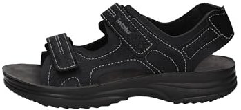 inblu Sandali Uomo Estivi Sportivi in Vera Pelle Pantofole per Estate Imbottita Comoda Ciabatte Uomo da Casa Mare Spiaggia Chiusura a Strappo Regolabile RY0028 (Nero,45)