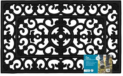 JVL Lexi Wrought Iron Effect Rubber Doormat, 45x75cm