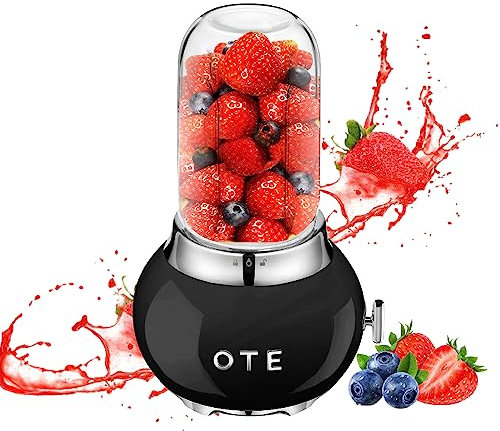 OTE batidora de vaso,batidora smoothies blender,cuerpo de acero inoxidable y400 ml de espesor Diseño de vidrio de borosilicato licuadora de soporte,20,000 rpm,licuadora portátil cuchillo de 4 cuchilla