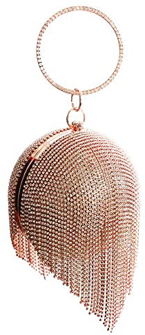 New Women's Rose Gold Sparkling Shiny Small Diamanti Crystal Clutch Bag Ideal For Wedding Prom Dinner Evening Party Event