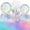 Iridescent Party Supplies -Include Plates, Straws, Napkins, Cups, for Birthday Party Wedding Holiday Decorations Service 20 Guests