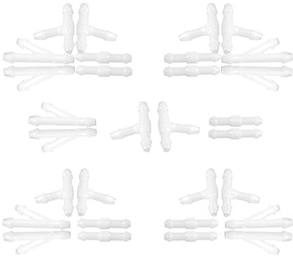 JNNJ 30 Stücke Universal Scheibenwaschanlage Verbinder, Auto Wischwasserschlauch Verbinder Spritzwasserschlauch Adapter, Automotive Schlauch Anschluss Autowasserpumpe an Düsen(Weiß)