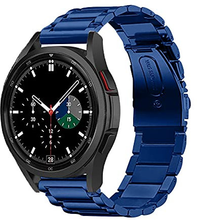 Armbänder Kompatibel mit Samsung Galaxy Watch6 Classic 47mm Armband, Edelstahl Uhrenarmband Metall Verstellbares Ersatzarmband für Galaxy Watch 6 Classic 47mm, Damen Herren (Blau, One Size)