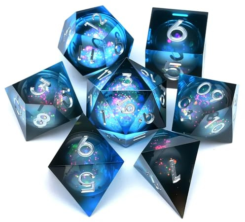 Dungeons and Dragons Liquid Core Dice Set D&D, Polyeder DND Resin dice Set, Used for Roleplay dice Magic Pathfinder Game DND dice Set (7 Pieces)