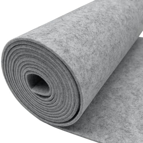 EDGEAM Filzstoff Filzrolle 30cm x 250cm - Bastelfilz Polyester Filz 3mm Dick für Filzunterlage, Deko, DIY, Aufbewahrungstasche, Patchwork, Nähen, Basteln (Hellgrau, 30cm x 250cm)