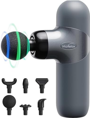 Mini pistolet de massage, Masseur cervical silencieux, chargement Type-C, matériau en silicone amovible et lavable, avec 6 têtes de massage