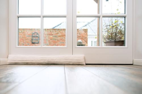 Zugluftstopper Windstopper für Türen und Fenster 93 x 15 cm Cordoptik weiß