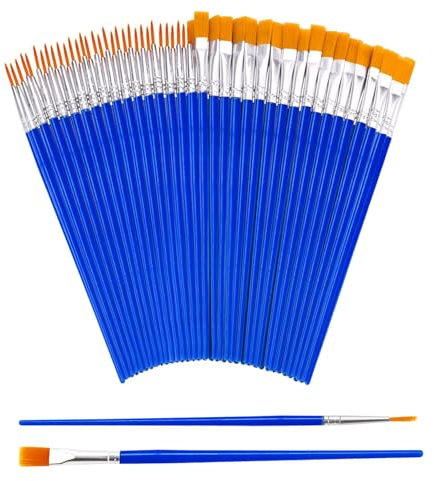 70 Pezzi Pennelli Per Dipingere Bambini Set Pennelli Pittura Acquerello Modellismo Pennelli Per Acrilico Pennelli Punta Piatta Pennelli Miniature Pennelli Tempere Pennello Pittura Piccolo per Arte Blu