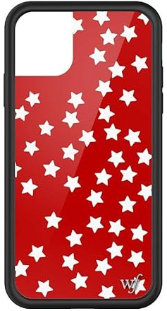 Wildflower Hüllen – Nationalhymnen-Hülle, kompatibel mit Apple iPhone 11, weiß, patriotisch, rot, Flagge, Sterne, schützender schwarzer Stoßfänger, 1,2 m Falltest-zertifiziert, kleines Unternehmen für