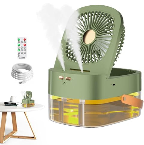 Mister Fan Ventilador de niebla de agua en aerosol | Ventilador de niebla de agua, portátil para exteriores, ventilador de agua eléctrico con luz atmosférica para el trabajo,