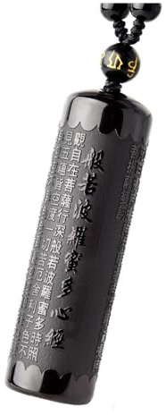 SHIDXIB 1 x schwarzer Obsidian-Buddha-Anhänger Prajna Paramita Sutra Buddha Halskette Anhänger Perlenkette