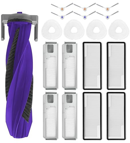 19 Stück Zubehörset für Ultra Saugroboter, 1 Hauptbürste, 6 Seitenbürsten, 4 HEPA-Filter,4 Staubbeutel und 4 Wischtücher
