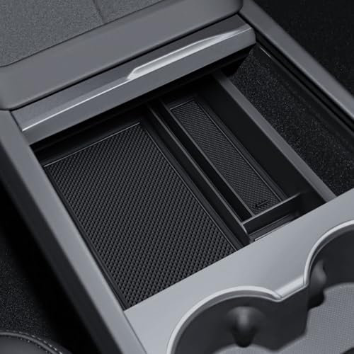 LANTU Organisateur de Console Centrale pour Tesla Model Y 2025 et Model 3 2024-2025 Boîte de Rangement avec Matériau Flocké Haut de Gamme Tesla Juniper Highland Accessoires