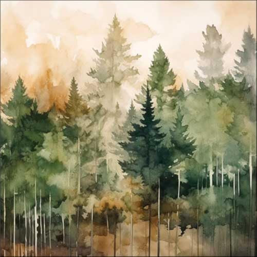 20 Servietten Wald Wald aus Wasserfarben als Tischdeko. Papierservietten mit Motiv. Auch für Decoupage und Serviettentechnik 33x33cm