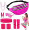 YADODO Deguisement Annee 80 Femme Accessoire Fluo Sac Banane Jambières Accessoire Annee 80 90 Deguisement Disco Femme Homme Enfant Déguisement Année 80 Accessoires Fête Néon Soiree Fluo (Rose)