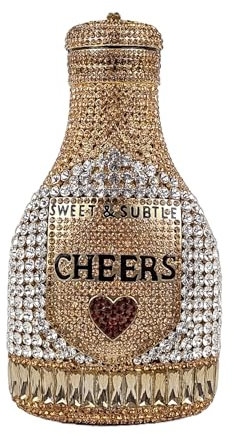 Unique Champagne Bottle Evening Bag Rhinestone Clutch Purse Luxury Crystal Women Handbag Cheers for Party Cocktail