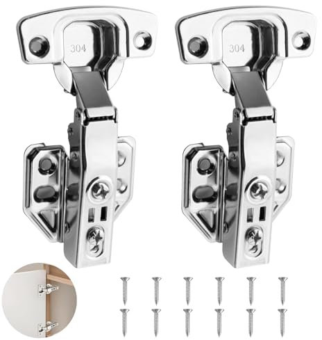 2 Stück Schrank Scharnier, Türscharniere für Holztüren, Scharnier mit Hydraulisch Feder, Edelstahl Möbelscharnier, Softclose Scharnier, für Küchenschrank, Schranktür, Kleiderschrank