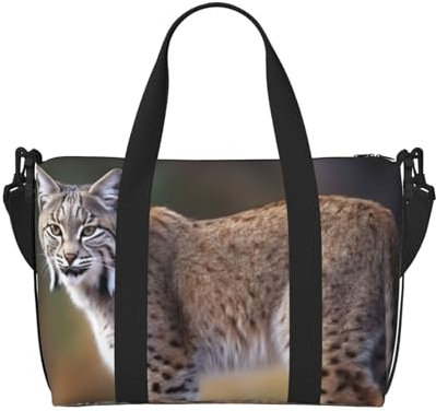 Reisetasche für Damen und Herren, verstellbar, großes Fassungsvermögen, Wochenendtasche, Übernachtungstasche, Handgepäcktasche, wasserdicht, Sport, Turnbeutel für Reisen, Yoga, Wilder Bobcat,