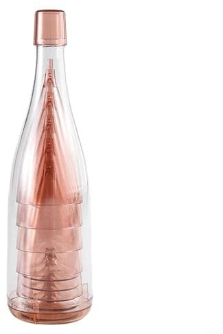 Set of 5 for CHAMPAGNE Glasses, Portable Creative Travel Wine Glass Set, Stackable Plastic Transparent Beer Drink Cups with Bottle Container, for Party, Wedding ( for PINK)