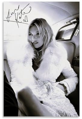 Changsae Kate Moss Poster, Vintage, signiertes Cover, Musikposter für Zimmer, ästhetische Leinwand, Wandkunst, Schlafzimmerdekoration, 30 x 45 cm