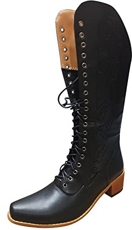 Stivali alti al ginocchio da donna, larghi polpacci, con fibbia, tacco grosso, suola antiscivolo, stivali da combattimento, stivali da equitazione con fibbia, impermeabili, in pelle, scarpe da
