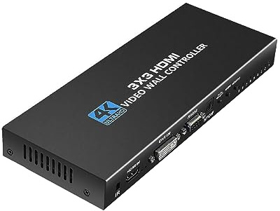 DBEIXIWEI HDMI Splitter 1 in 9 Out, 4K 3x3 Video Wall Controller w/Remote Control, 4:4:4 24bit HDMI1.4, HDCP1.4