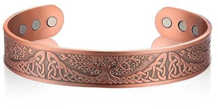 PRAOFRT 1 Stück Magnetarmband damen Kupferarmband damen Kupfer Magnetarmbänder Gauss Kupfer Armband mit 6Magneten Massiver Kupfer Armreif Verstellbare Manschettenarmbänder für Herren Damen(A)