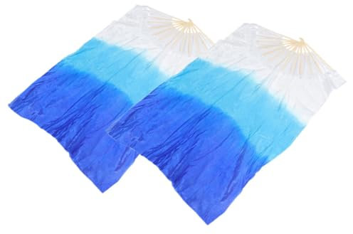SUPVOX Dance Fan Pair Silk Long Veil Fan Fan Fan Dance Handheld Paper Fan Chinese Folding Fan Stage Performance Fan