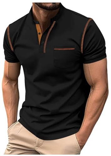 Bastwahl Poloshirt Herren schwarz,Poloshirt Herren Kurzarm Modern mit Brusttasche T-Shirts Polohemd Freizeit Sommer Sommershirts mit Lässigem Kragen Atmungsaktiv Oberteile Schwarz L
