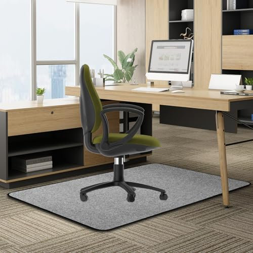 MUEZDUR Office Chair Mat for Carpeted & Hardwood Floor, 120x90cm Carpet Protector Chair Mat for Home Office Rolling Chair Easy Glide Heavy Duty Folding Mat (Light Grey)
