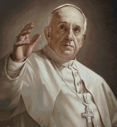 Generico Papa Francesco da RICAMARE A Punto Croce, 38x40CM, con Tela Aida, MATASSINE Mouline E Schema A Colori.