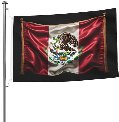 Drapeau du Mexique double face 1,5 x 2,4 m – Bannière décorative robuste pour extérieur et jardin