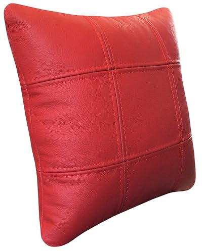 Quattro Meble Rotes Echtleder Kissen Sofa & Stuhl Dekokissen Zierkissen Echtleder Rückenkissen Rindsleder Echt Leder Modell 18EL (50 x 50 cm)