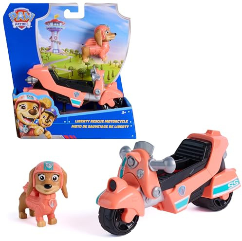 PAW PATROL Liberty-Figur mit Rettungs-Motorrad, ab 3 Jahren | Mit Liberty-Figur | Motorrad mit beweglichen Rädern | Kompatibel mit PAW Patrol Spielsets | Figurgröße 7 cm