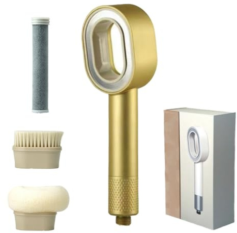 Duschkopf Doodle Massage Duschkopf Mit Filter Hochdruck Duschkopf Duschkopf Mit Filter Gegen Kalk Für Entfernen Vom Harten Wasser Rest-Chlor Schwermetall Und Zubehör (Gold)
